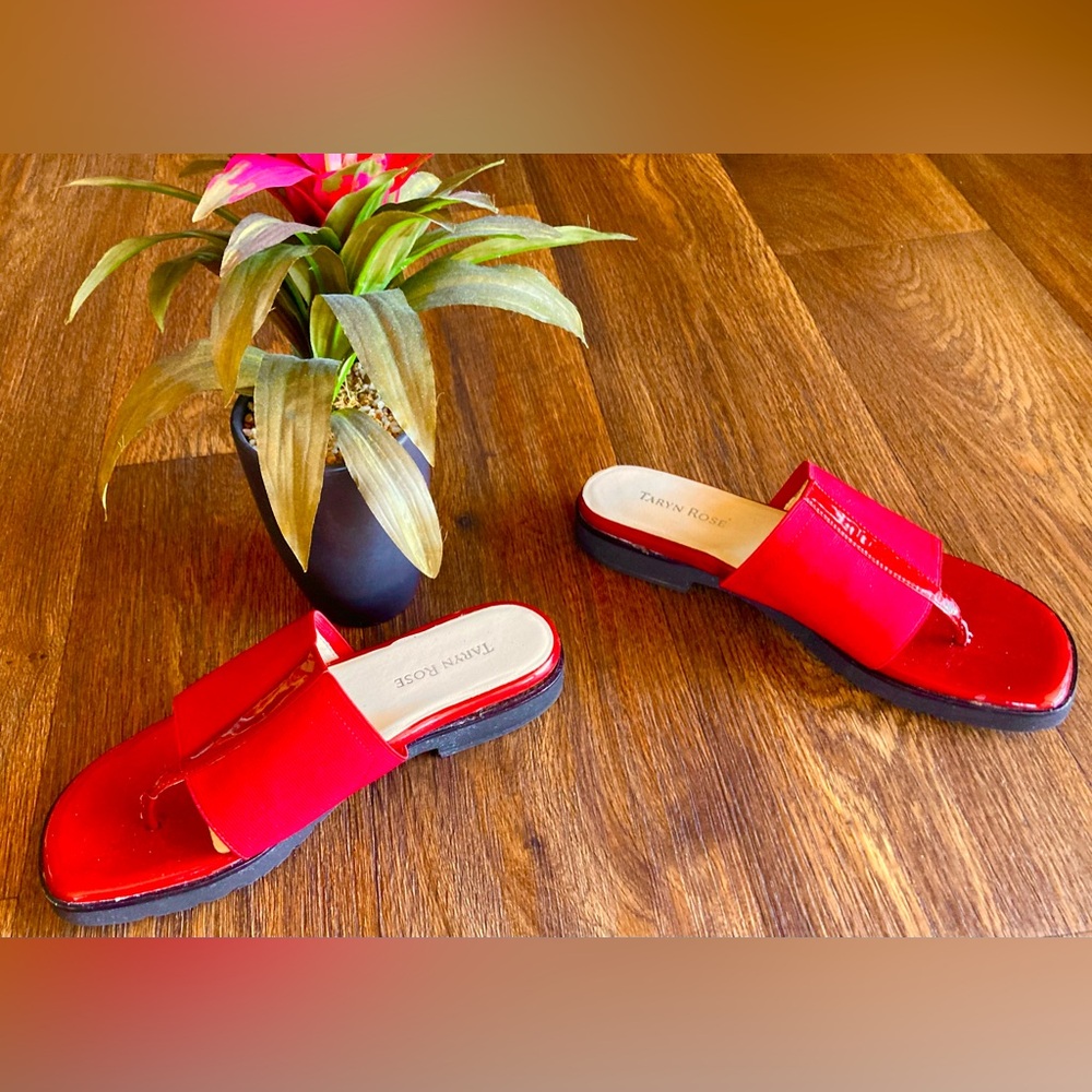 Taryn Rose Women's Red Slide Sandals - Picture 2 of 8